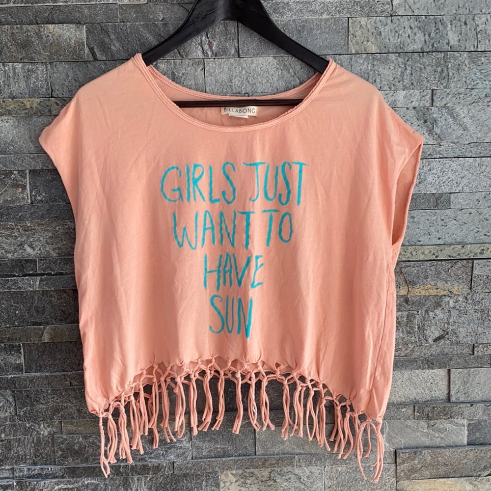 Billabong peach top with fringe